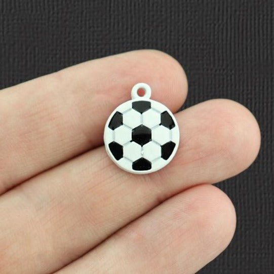 4 Soccer Ball White Enamel Charms - E1053
