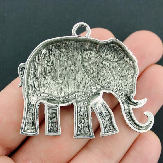 Elephant Antique Silver Tone Charm - SC4466
