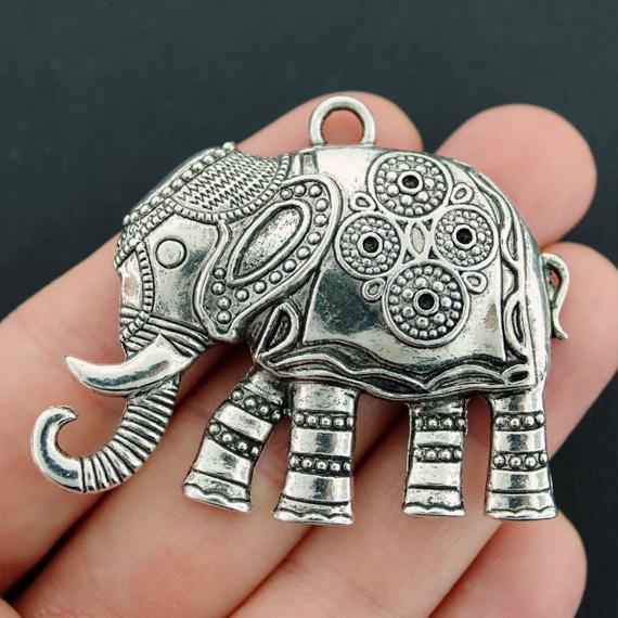 Elephant Antique Silver Tone Charm - SC4466