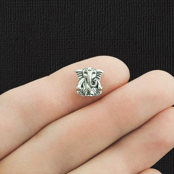 Perles d'espacement d'éléphant 10 mm x 10 mm - ton argent antique - 8 perles - SC388