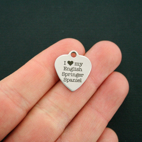 English Springer Spaniel Stainless Steel Charms - I Love My - BFS011-1509