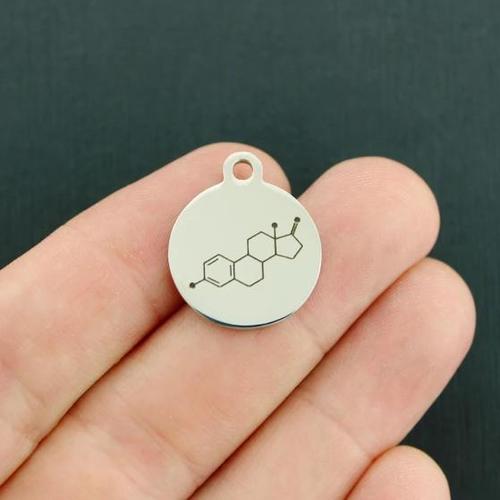 Estrogen Molecule Stainless Steel Charms - BFS001-4014