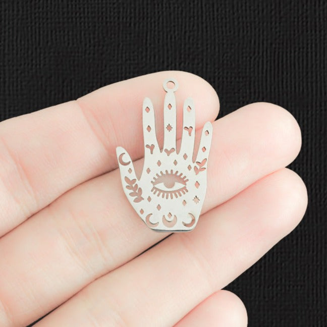 Evil Eye Hand Stainless Steel Charm 2 Sided - SSP439
