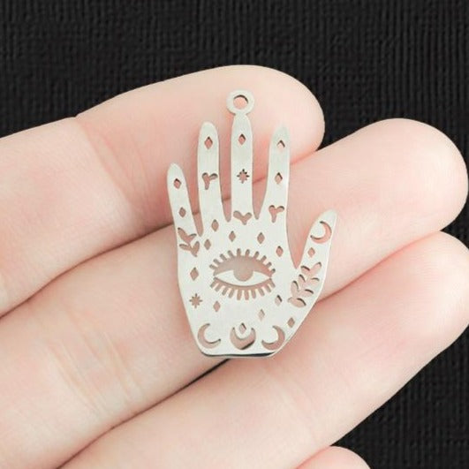 Evil Eye Hand Stainless Steel Charm 2 Sided - SSP439