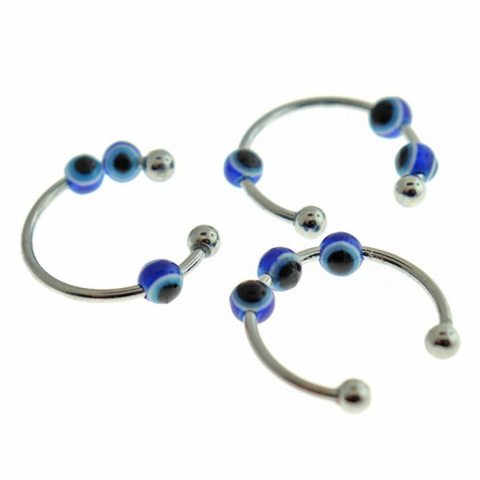 Anxiety Reducing Fidget Ring - Rotatable Evil Eye Beads - US Size 8 - FR093