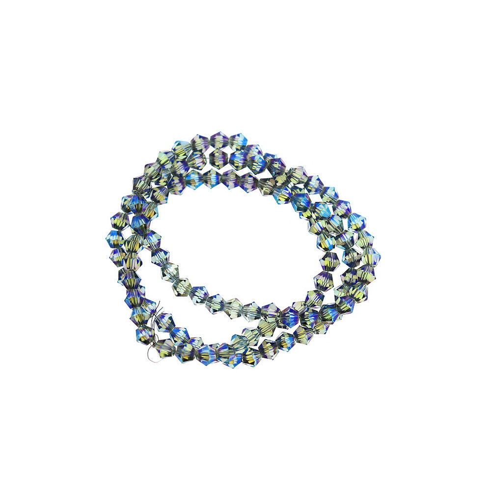 Faceted Bicone Glass Beads 4mm x 4mm - Electroplated Light Green - 1 Strand 104 Beads - BD2587