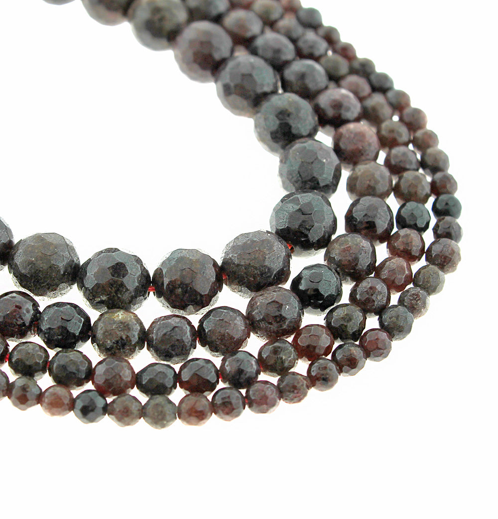 Perles de grenat à facettes 4mm -10mm - Choisissez votre taille - Pierre de naissance de janvier - 1 brin complet de 15,5" - BD1865