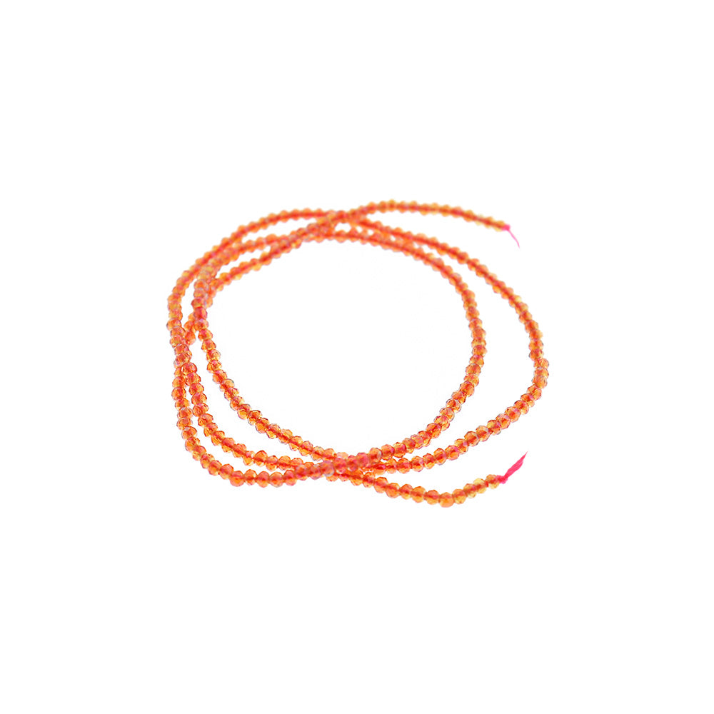 Faceted Glass Beads 2mm x 1mm - Electroplated Sunset Orange - 1 Strand 235 Beads - BD2651