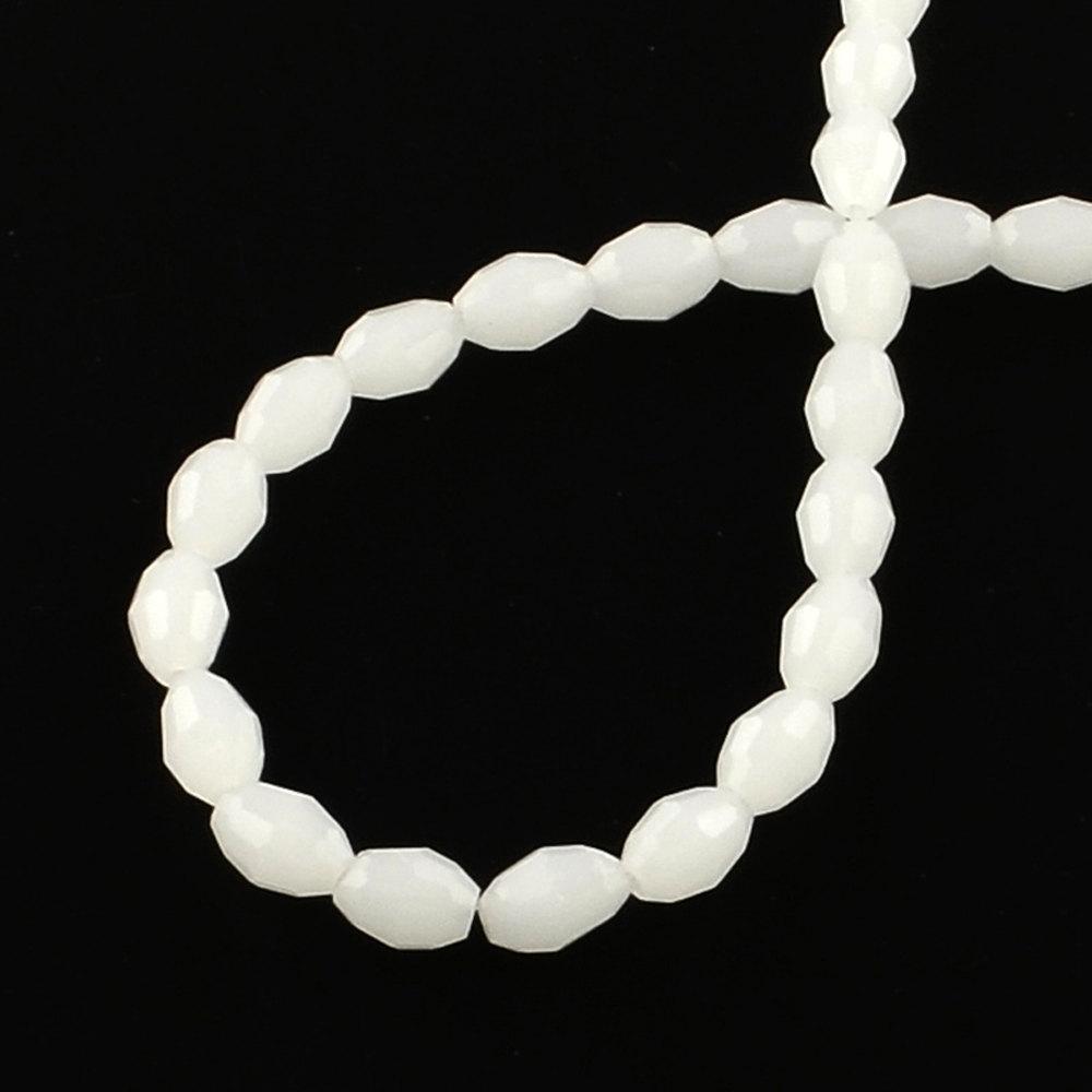 Perles de Verre à Facettes 6mm x 4mm - Blanc d'Hiver - 1 Rang 72 Perles - BD1057