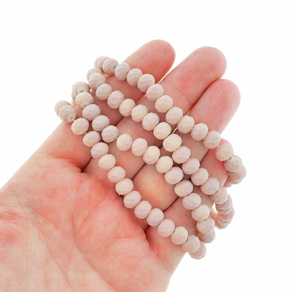 Faceted Glass Beads 8mm - Light Brown - 1 Strand 140 Beads - BD480