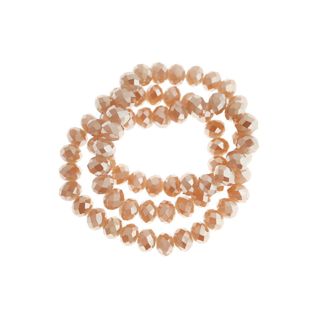 Perles de Verre à Facettes 8mm x 5mm - Blanc Crème - 1 Rang 70 Perles - BD1647