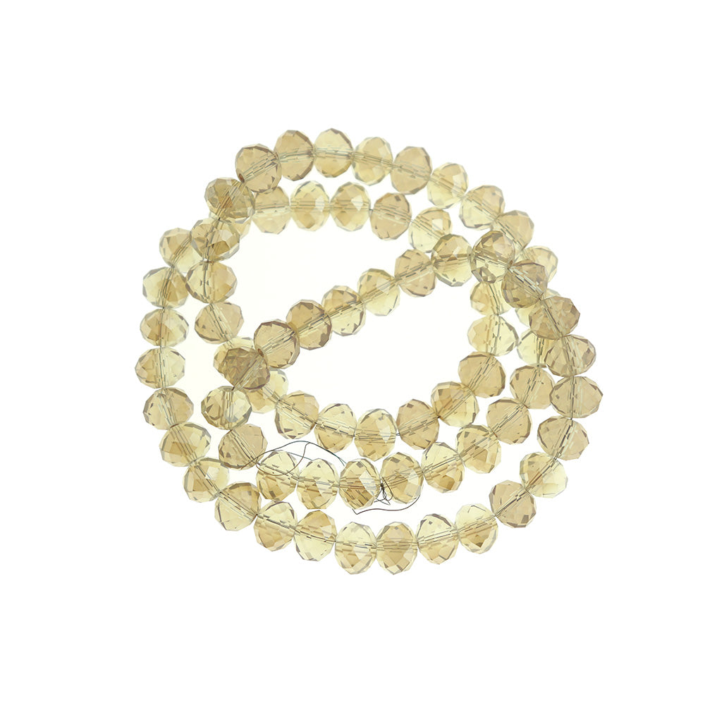 Perles de Verre à Facettes 8mm x 5mm - Or Métallisé - 1 Rang 70 Perles - BD1645