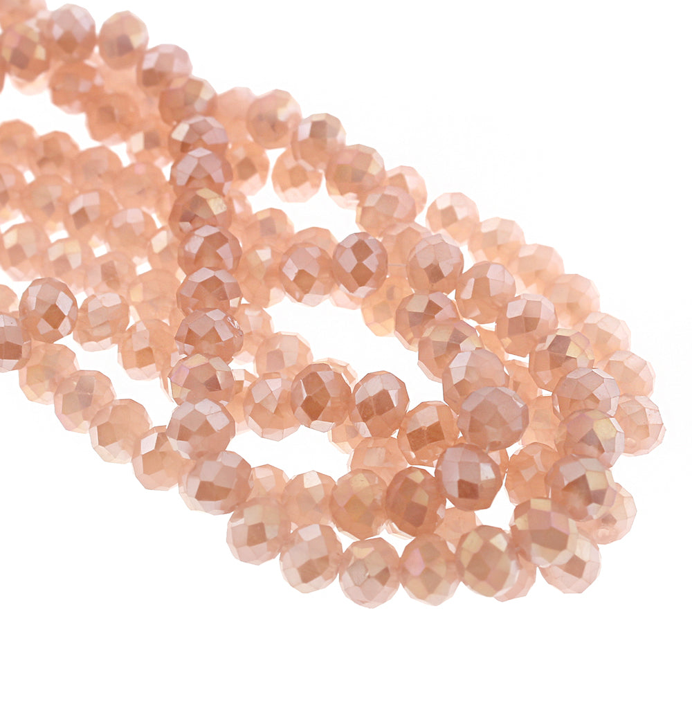Faceted Glass Beads - 8mm x 6mm - Electroplated - 1 Strand 70 Beads - Choose Your Color!