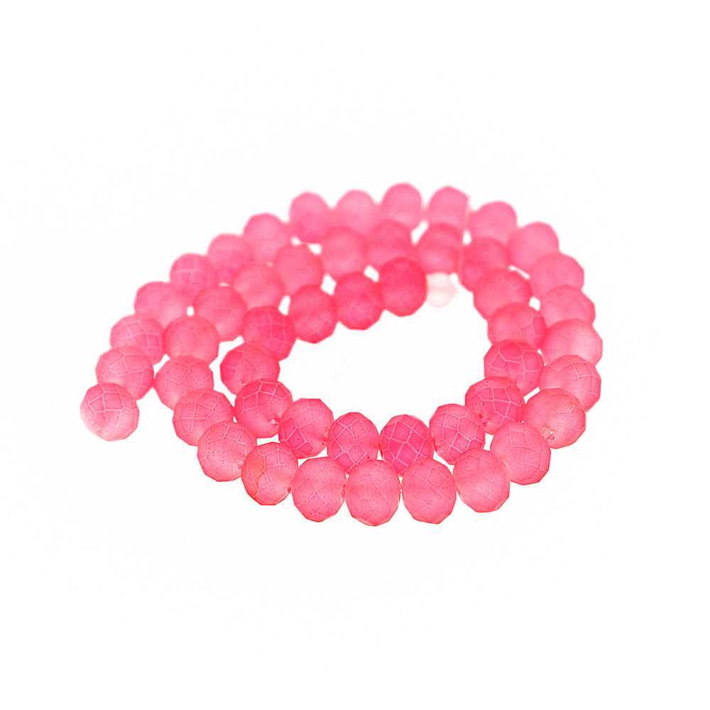 Faceted Glass Beads - 8mm x 6mm - Frosted - 1 Strand 72 Beads - Choose Your Color!