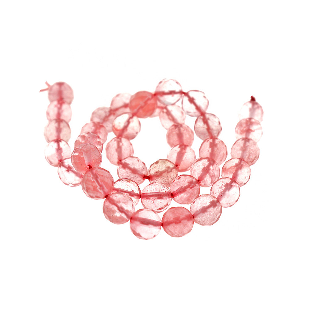 Faceted Imitation Cherry Quartz Beads 6mm - 10mm - Choose Your Size - Transparent Coral - 1 Full 15" Strand - BD2406