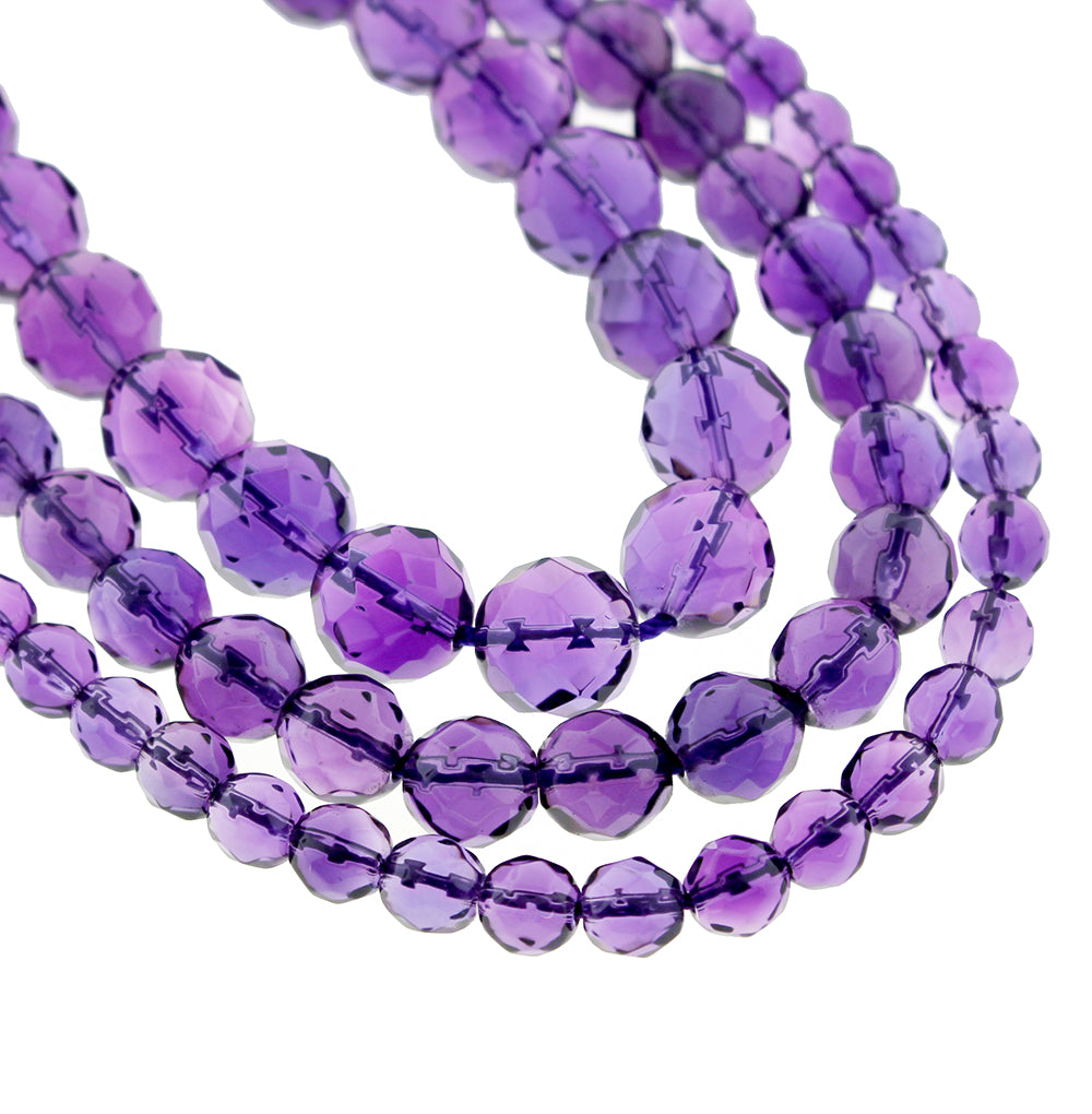 Perles d'améthyste naturelles à facettes 6mm -10mm - Choisissez votre taille - Violet royal - 10 perles - BD1869