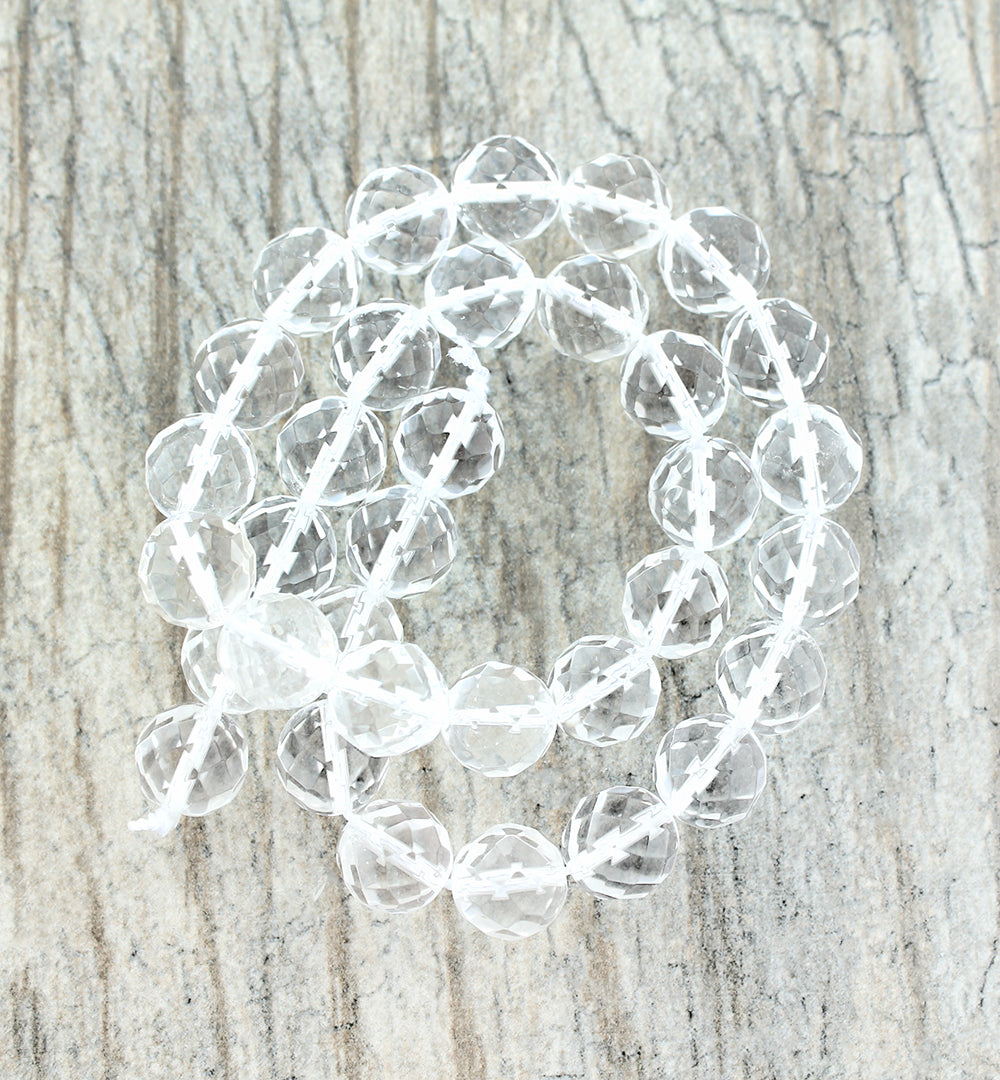 Perles de quartz à facettes 6mm -12mm - Choisissez votre taille - Quartz clair - 10 perles - BD1860