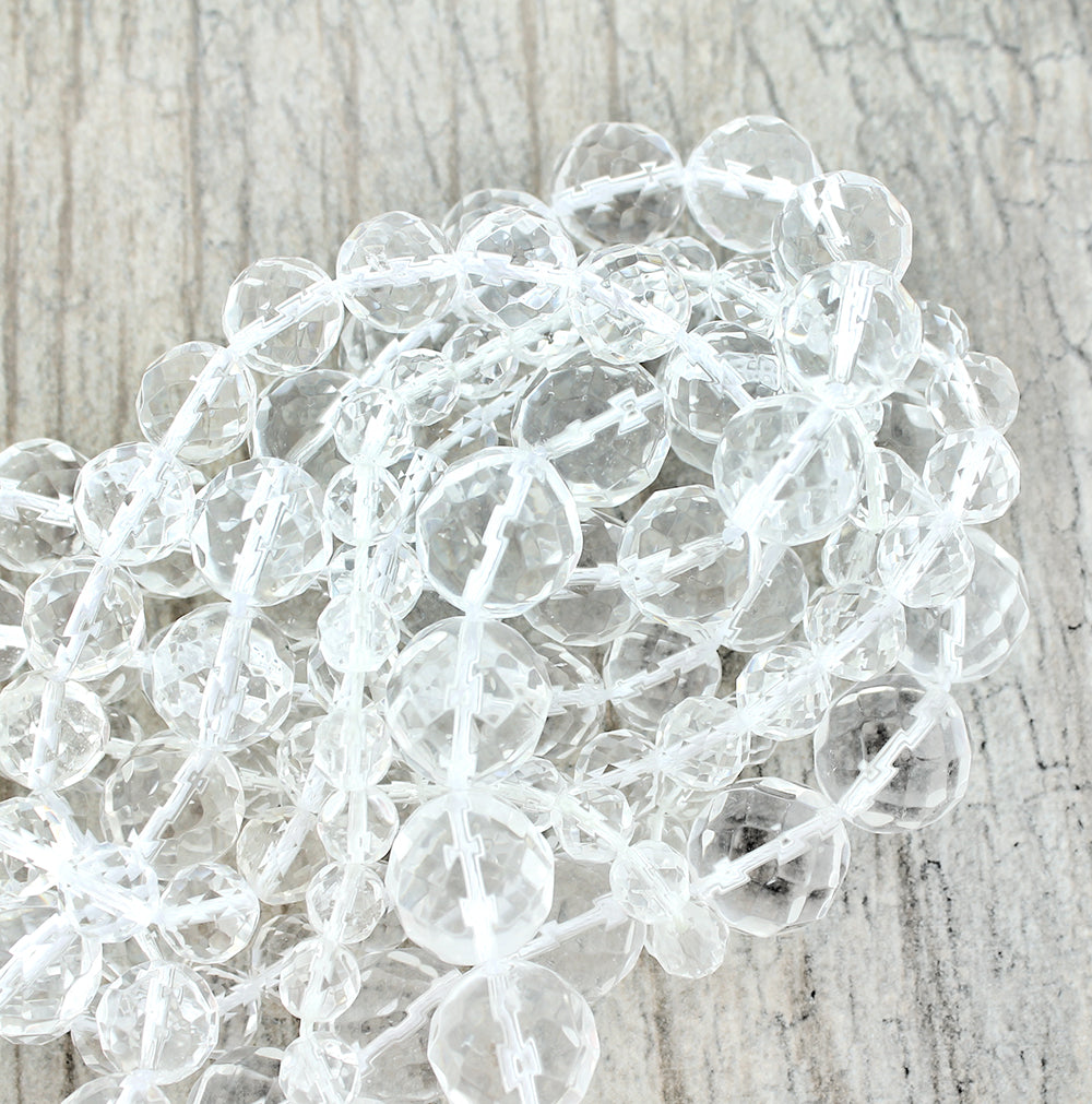 Perles de quartz à facettes 6mm -12mm - Choisissez votre taille - Quartz clair - 10 perles - BD1860