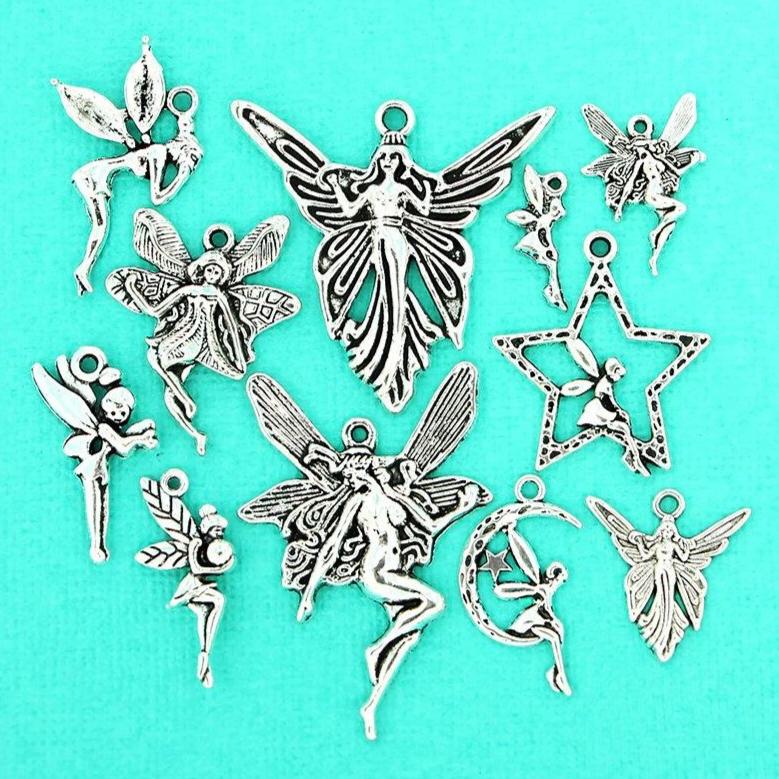 Fairy Charm Collection Ton argent antique 11 breloques différentes - COL107