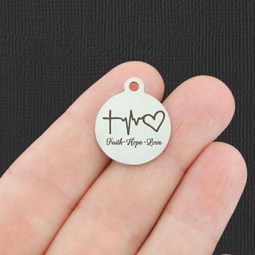 Faith Hope Love Stainless Steel Charms - BFS001-5147