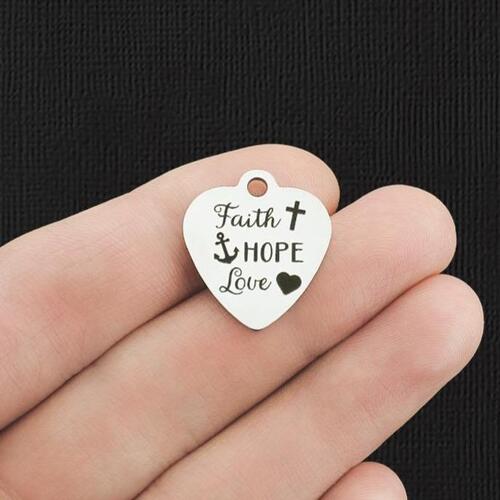 Faith Hope Love Stainless Steel Charms - BFS011-5842