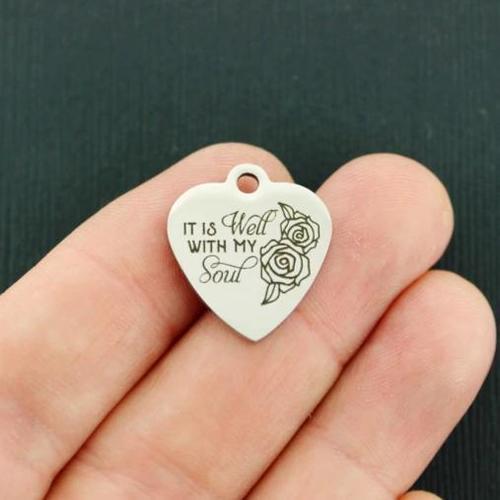 Faith Stainless Steel Charms - It is well with my soul - BFS011-4584