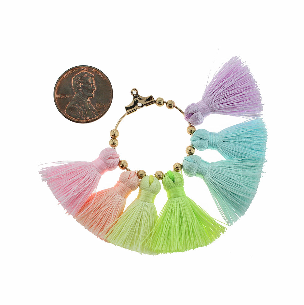 Fan Tassel - Doré et Pastels Fluo - 1 Pièce - Z1116