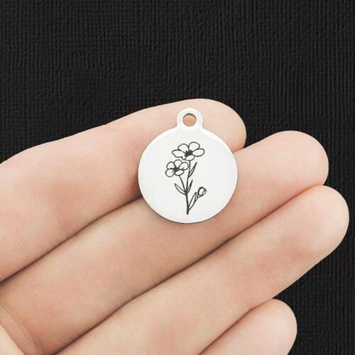 February Primrose Stainless Steel Charms - BFS001-5599