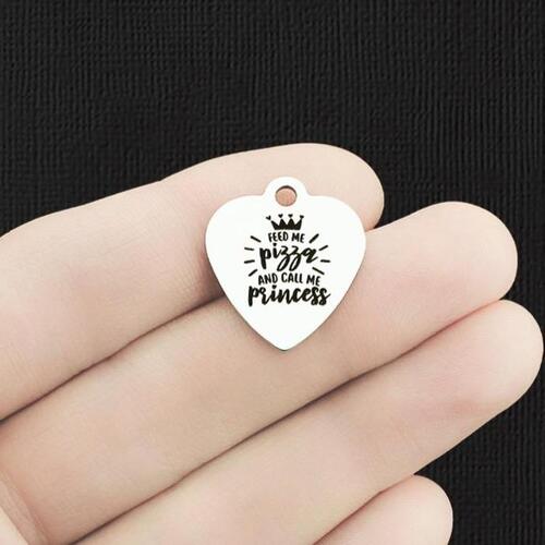 Feed me pizza Stainless Steel Charms - and call me princess - BFS011-6466