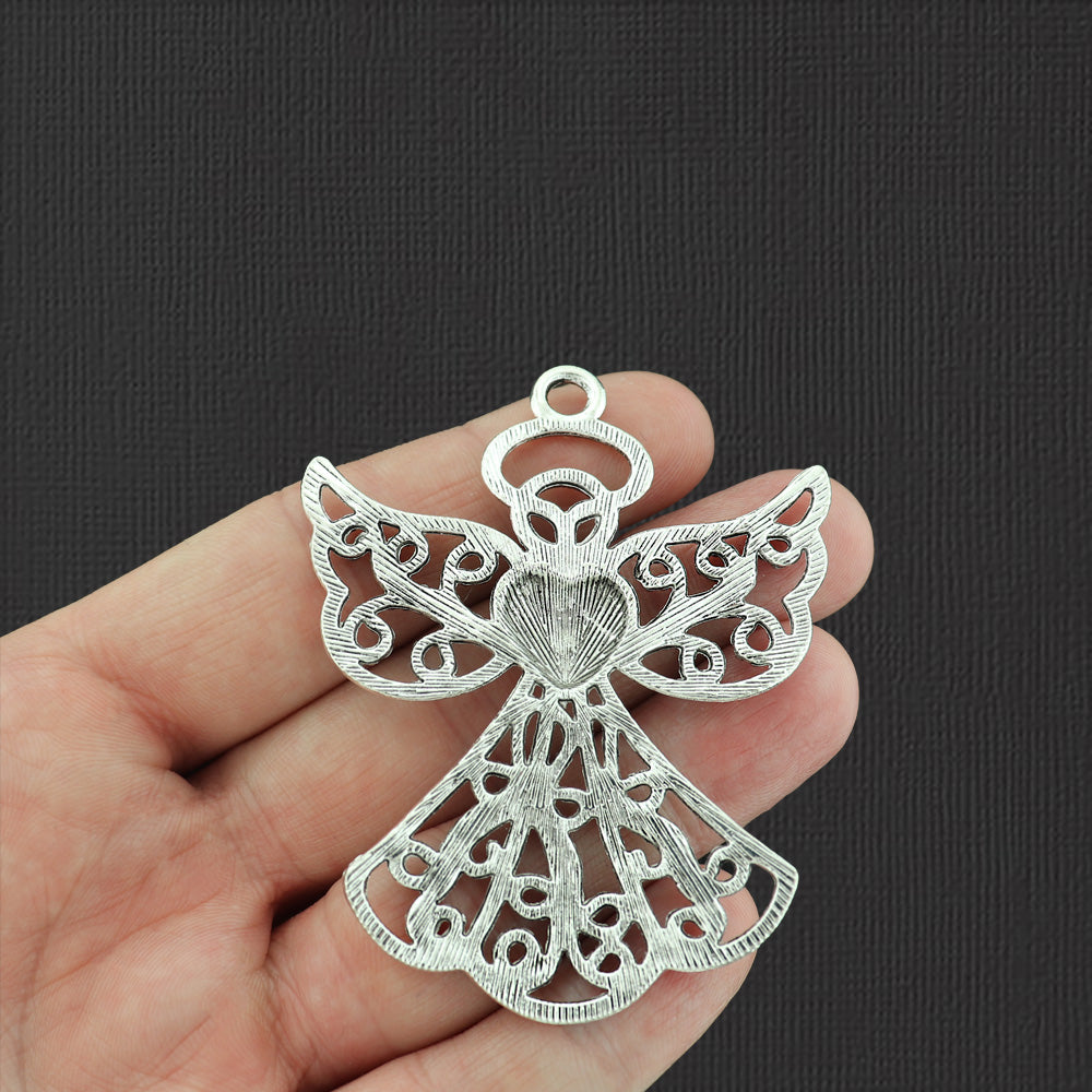 Filigree Angel Antique Silver Tone Charm - SC5647