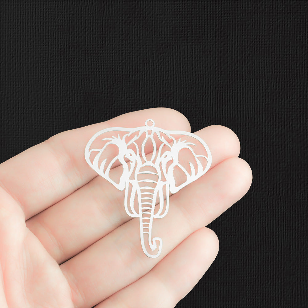Filigree Elephant Stainless Steel Charm 2 Sided - SSP373