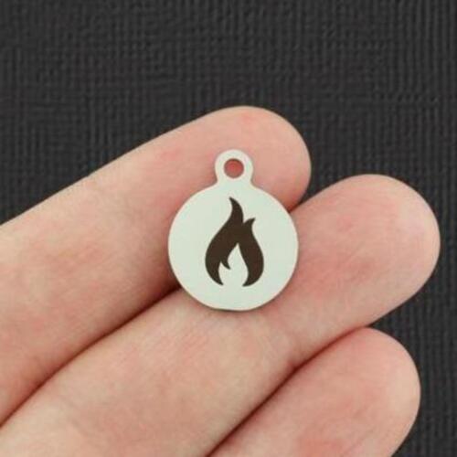 Fire Element Stainless Steel Small Round Charms - BFS002-4559