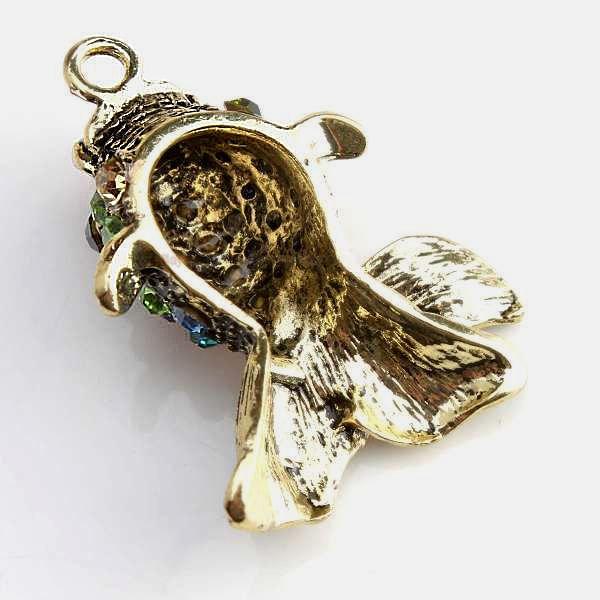 Charme Poisson Bronze Antique Avec Strass Incrustés - BC443