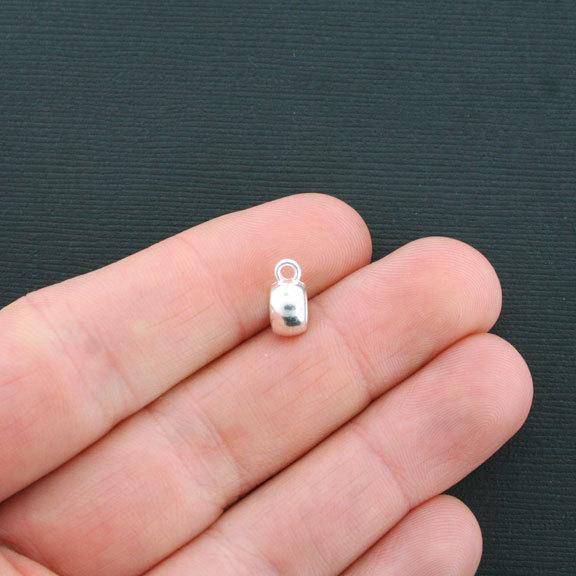 Flat Round Bail Beads 11mm x 7mm - Silver Tone - 15 Beads - SC1151