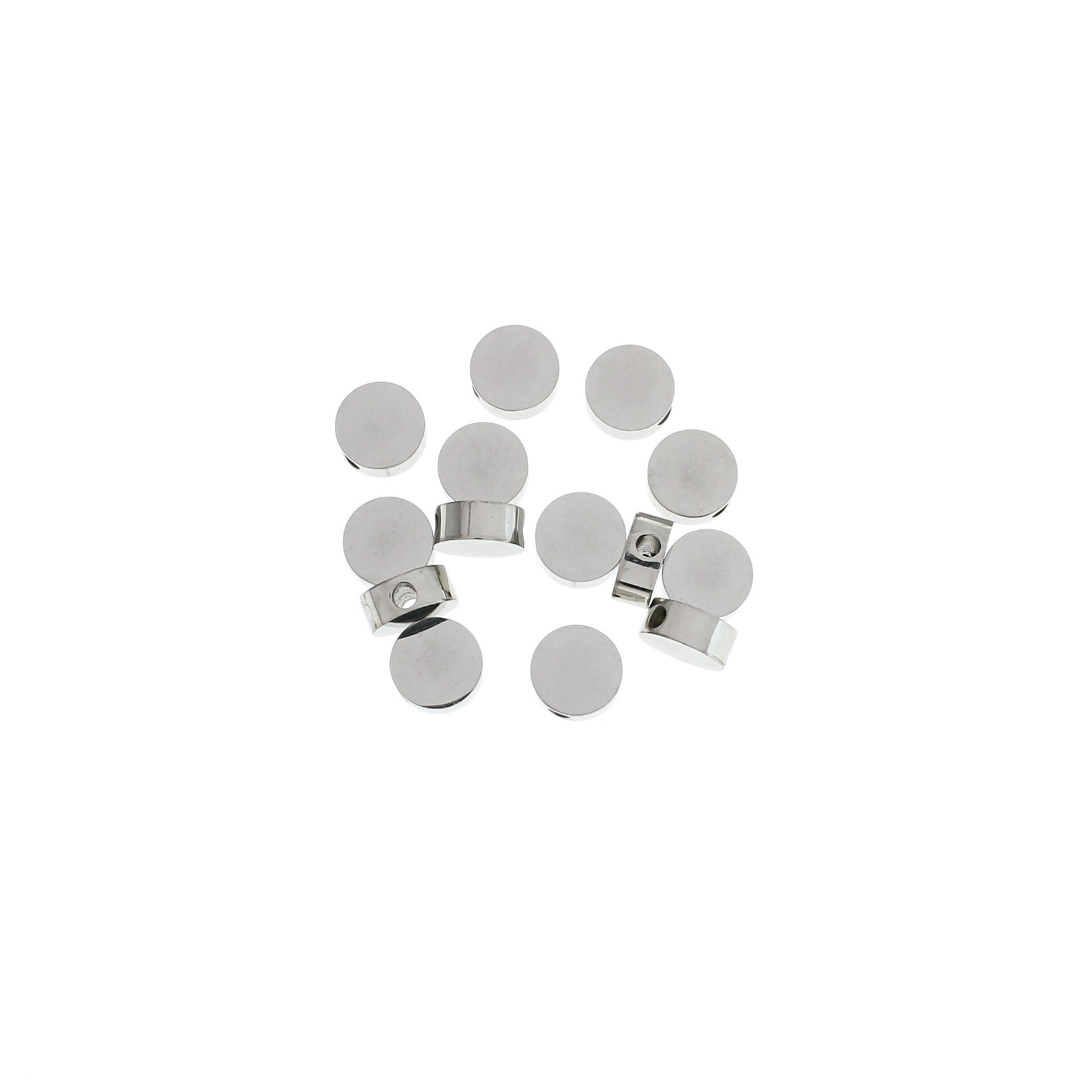 Perles d'espacement rondes plates en acier inoxydable 8 mm x 2,5 mm - ton argent - 1 perle - MT243