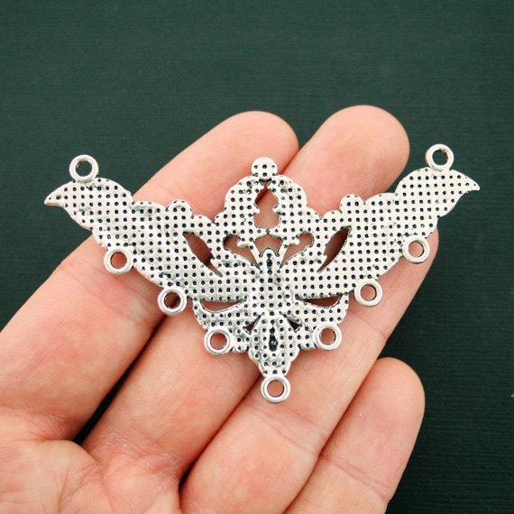 Floral Festoon Connector Antique Silver Tone Charm - SC6320