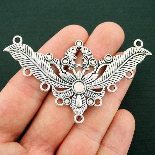 Floral Festoon Connector Antique Silver Tone Charm - SC6320