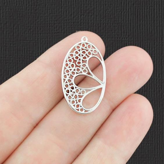 Breloque en argent filigrane floral 2 faces - SC8073