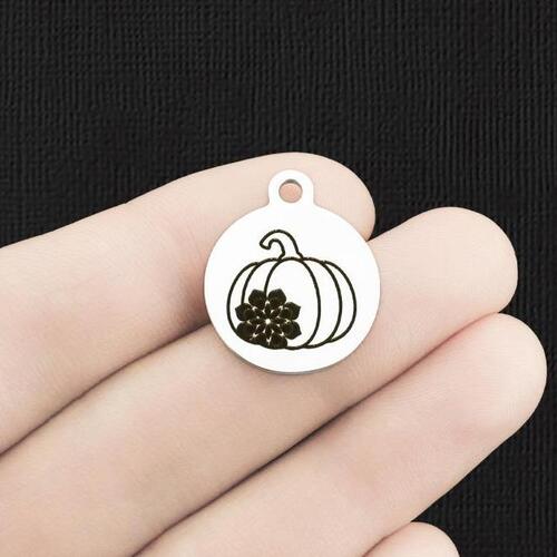 Floral Pumpkin Stainless Steel Charms - BFS001-6188
