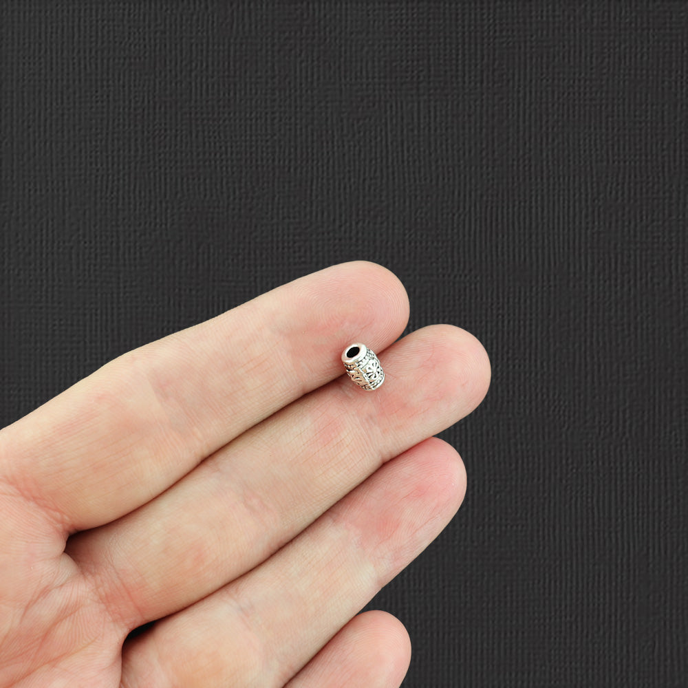 Perles d'espacement de tube de fleur 7,4 mm x 5,2 mm - ton argent antique - 25 perles - SC2369