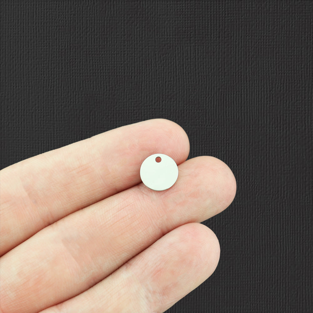 Football Stainless Steel 10mm Round Charms - BFS005-5922