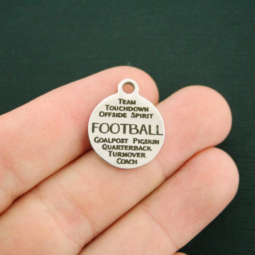 Football Word Collage Stainless Steel Charms - BFS001-1427
