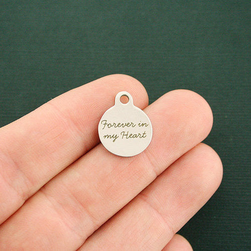 Forever in my Heart Stainless Steel Small Round Charms - BFS002-1672