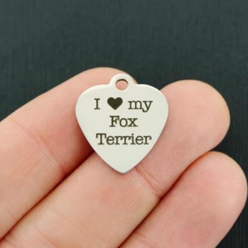 Fox Terrier Stainless Steel Charms - I love my - BFS011-4486