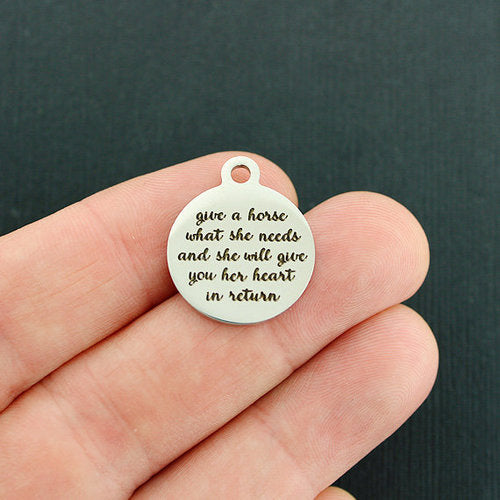 Give a horse Stainless Steel Charms - what she needs and she will give you her heart in return - BFS001-4239