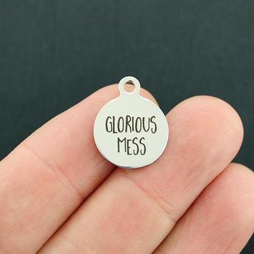 Glorious Mess Stainless Steel Small Round Charms - BFS002-4576