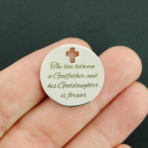 Godfather Goddaughter Stainless Steel Cross Charms - The love between is forever - BFS023-3571