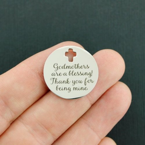 Breloques en forme de croix en acier inoxydable marraines - Les marraines sont une bénédiction ! Merci d'être mienne. -BFS023-3357