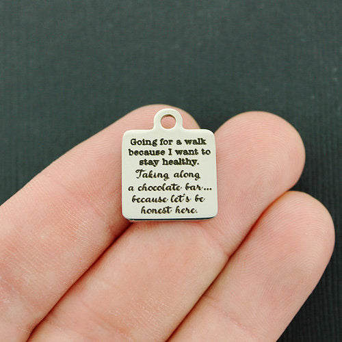 Going for a walk... Stainless Steel Charms - taking along a chocolate bar because let's be honest here... - BFS013-4365