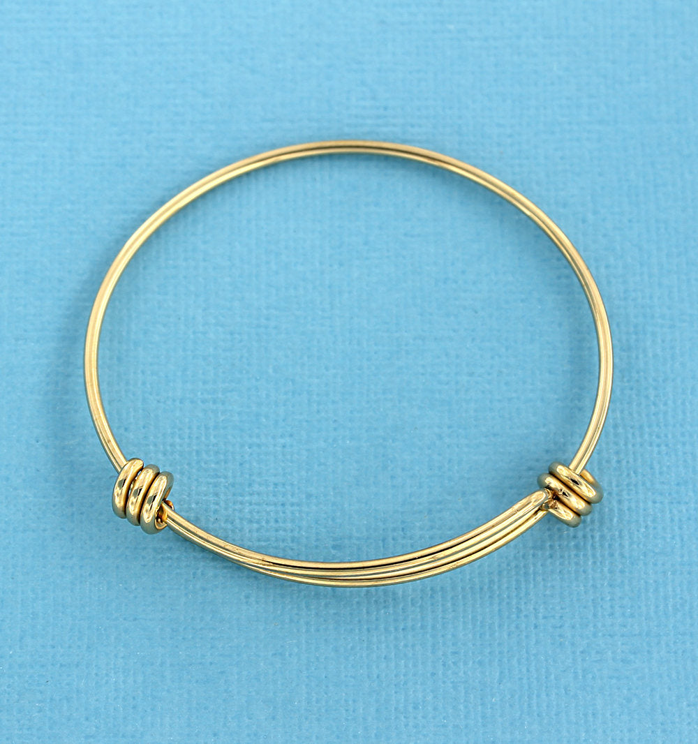 Gold Stainless Steel Adjustable Bangle - 63mm - Choose Your Quantity!